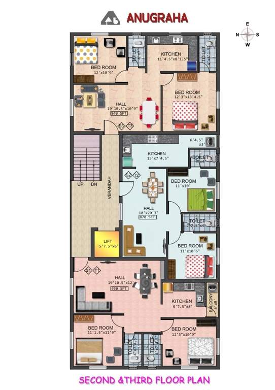  anugraha apartment Anugraha Apartment Cluster Plan from 2nd And 3rd Floor