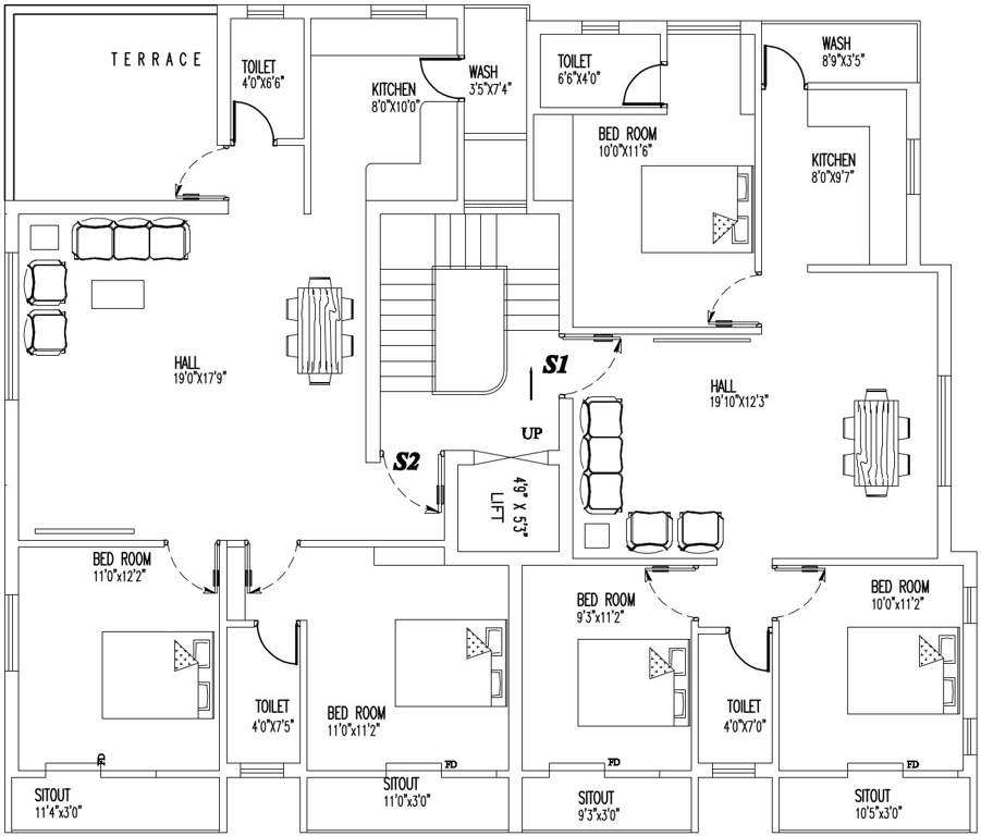  divine apartments Sumangali Divine Apartments Cluster Plan For 2nd Floor