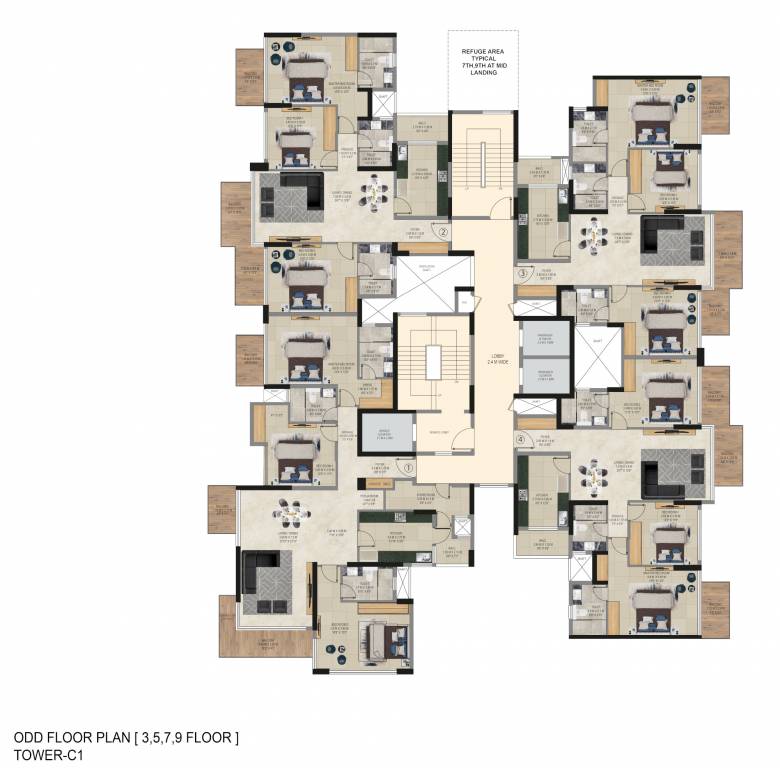  9 pbr Block C1 Cluster Plan For Odd Floor
