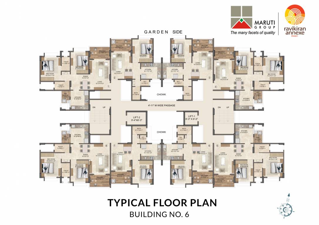  ravikiran annexe phase i  Building No 6 Cluster Plan For Typical Floor