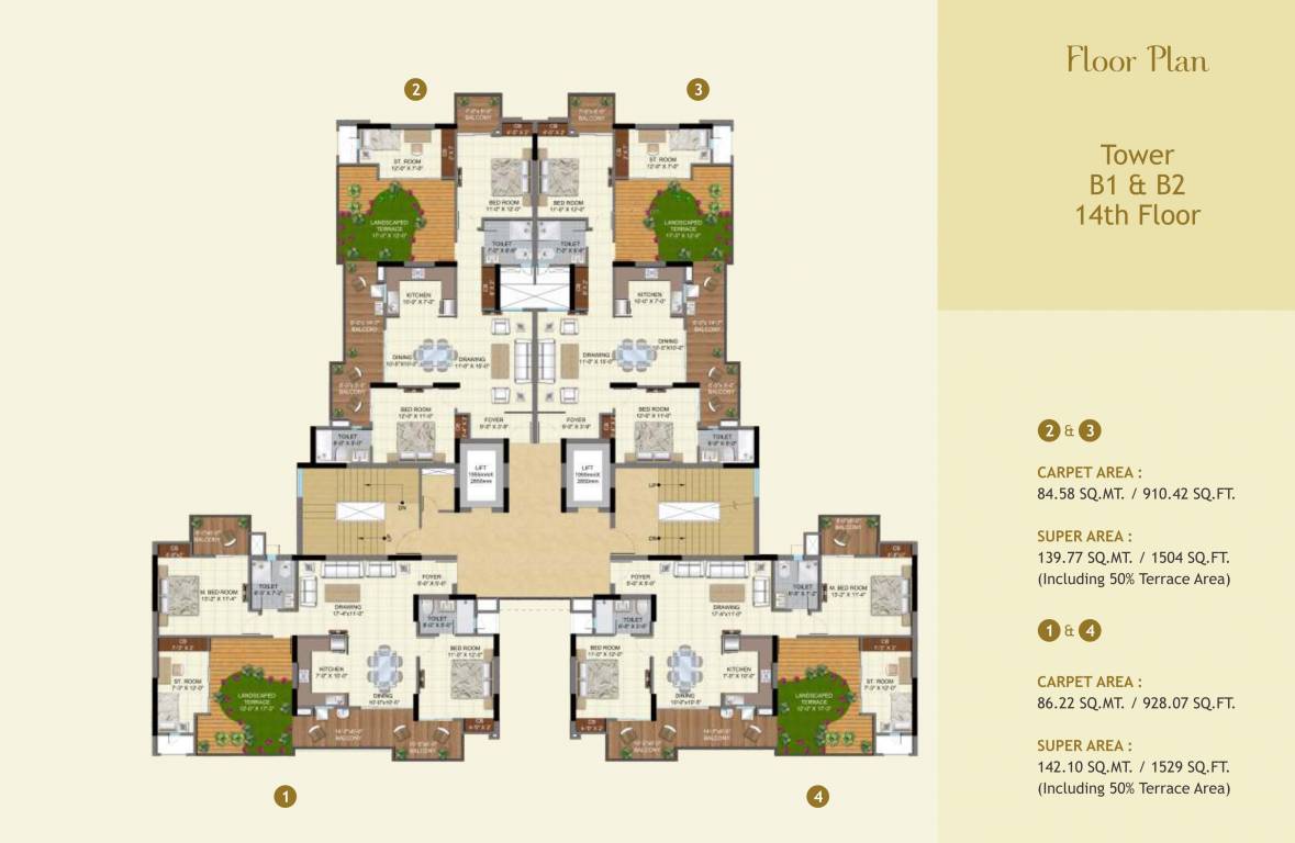  windsor greens Tower B1 And B2 Cluster Plan for 14th Floor