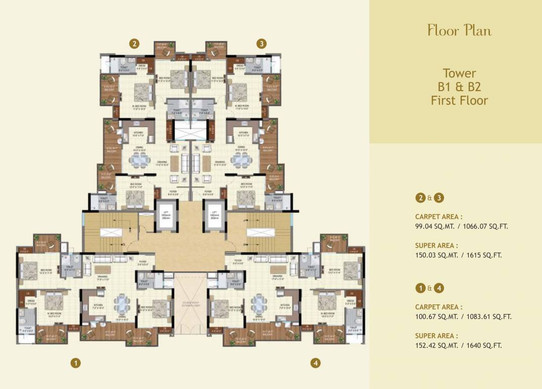  windsor greens Tower B1 And B2 Cluster Plan for 1st Floor