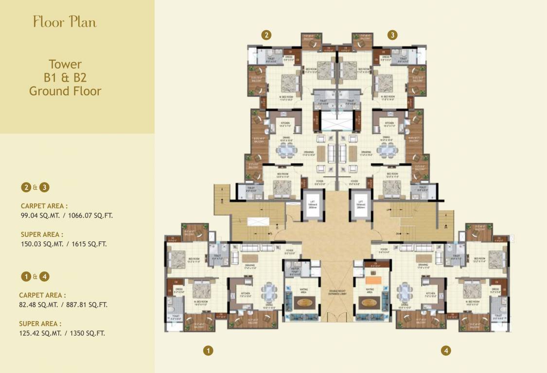  windsor greens Tower B1 And B2 Cluster Plan For Ground Floor