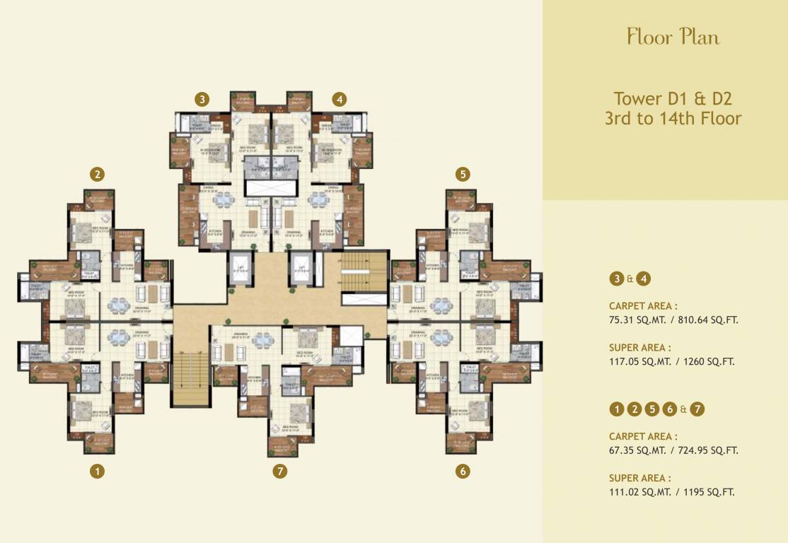  windsor greens Tower D1 And D2 Cluster Plan from 3rd to 13th Floor
