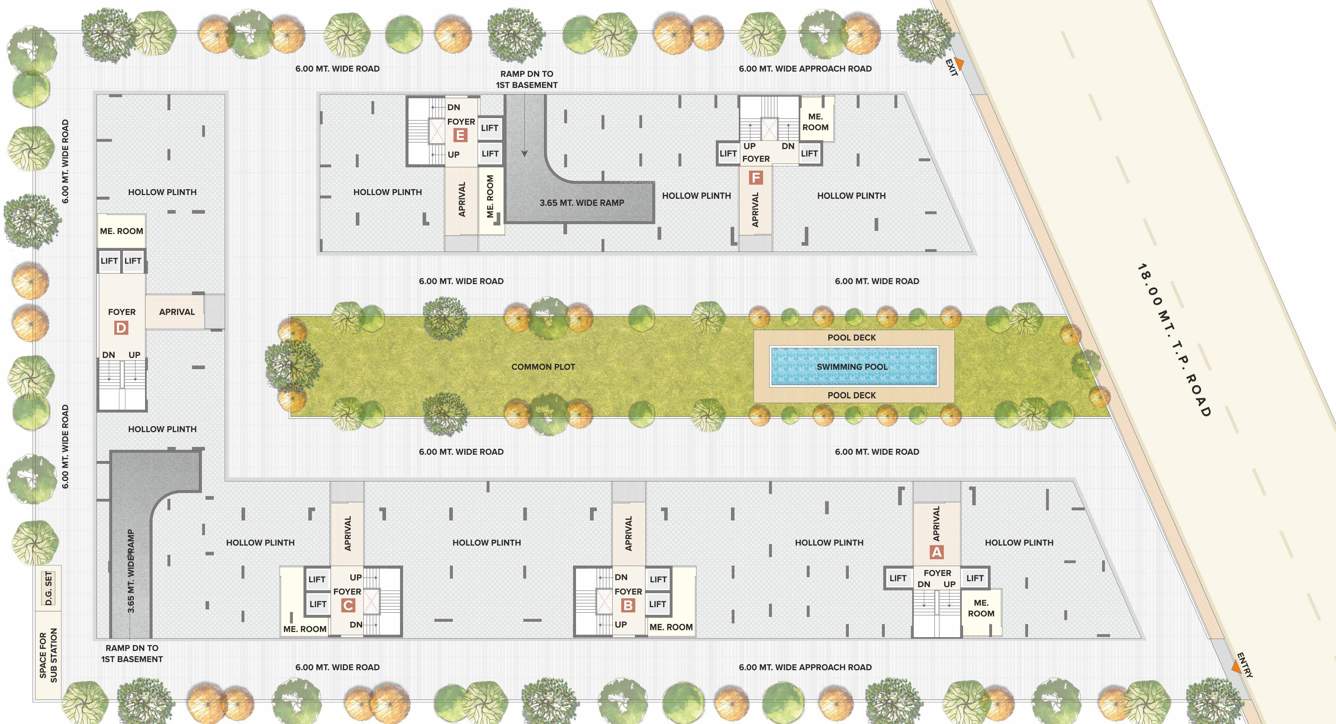  bansari prominence A To F Ground Floor Cluster Plan