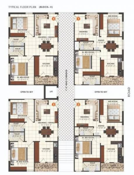  uptown Block II Cluster Plan For Typical Floor