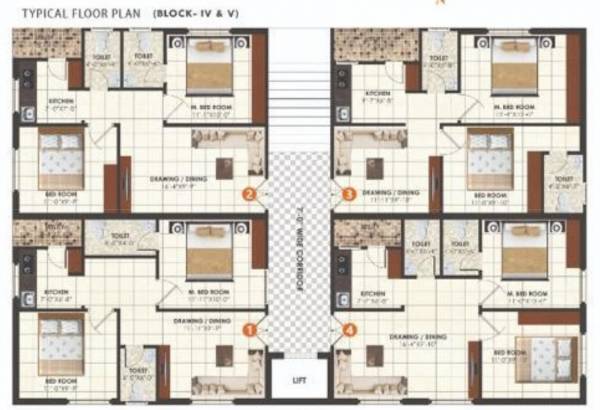  uptown Block IV And V Cluster Plan For Typical Floor