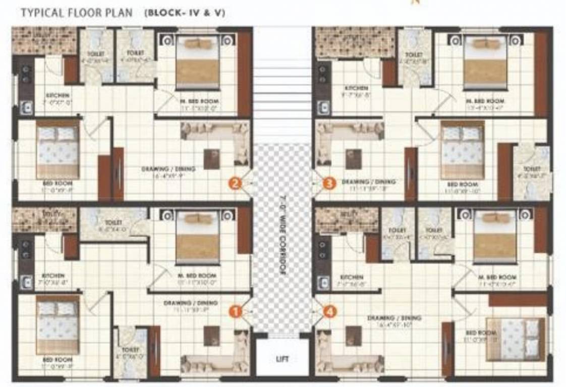  uptown Block IV And V Cluster Plan For Typical Floor
