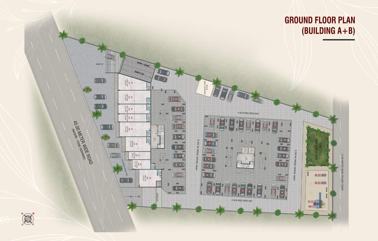  tulsi tirth apartment Building 1 And 2 Cluster Plan for ground Floor