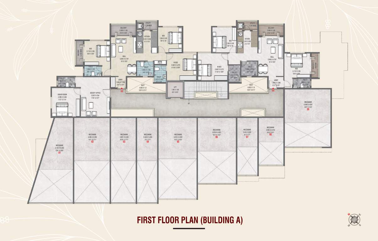  tulsi tirth apartment Building 1 Cluster Plan for 1st Floor