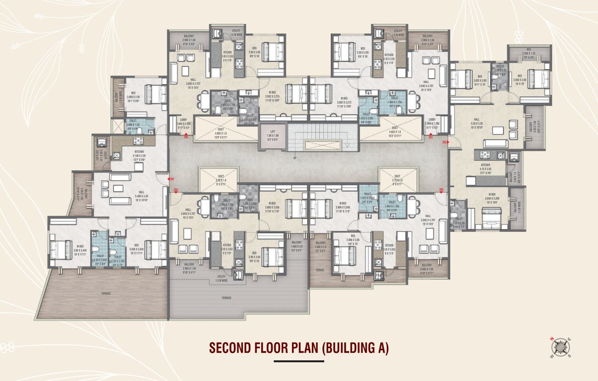  tulsi tirth apartment Building 1 Cluster Plan for 2nd Floor