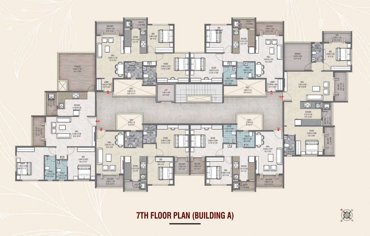  tulsi tirth apartment Building 1 Cluster Plan for 7th Floor