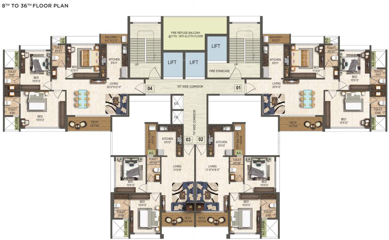  vogue Kamdhenu Vogue Cluster Plan From 8th To 36th Floor
