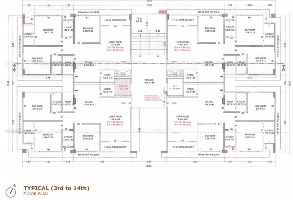  omkar-heights Block A And Block B Cluster Plan from 3rd to 14th Floor
