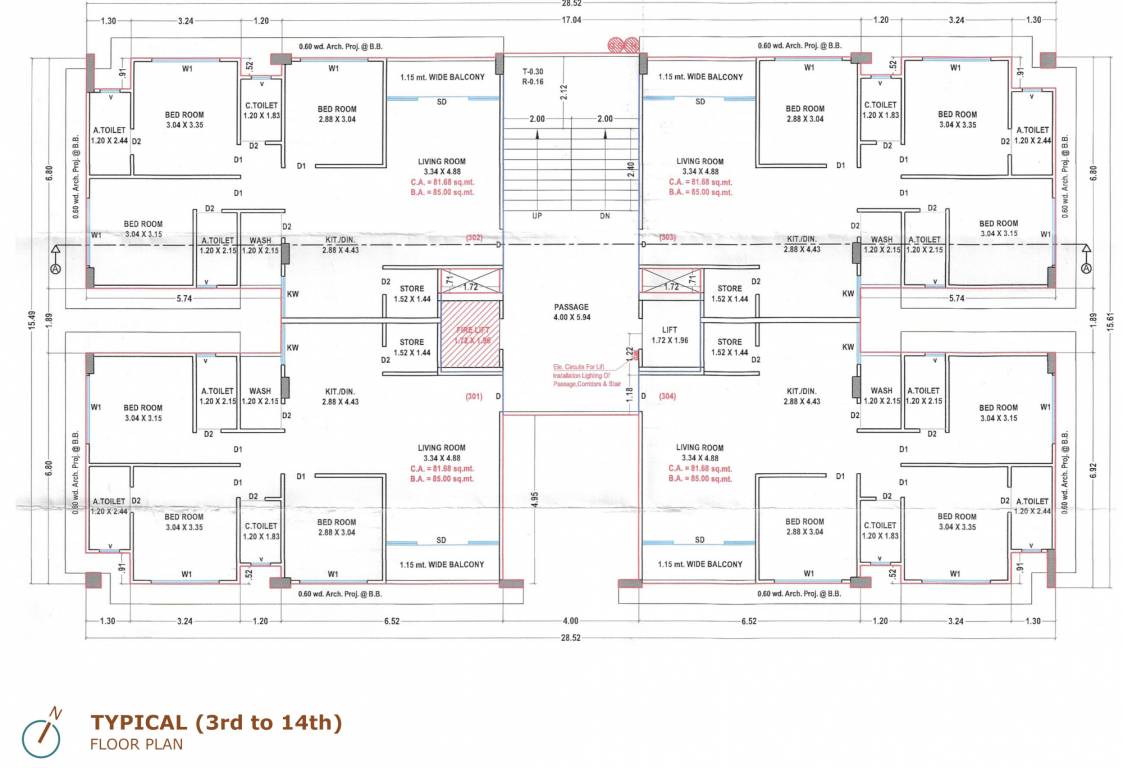 omkar heights Block A And Block B Cluster Plan from 3rd to 14th Floor