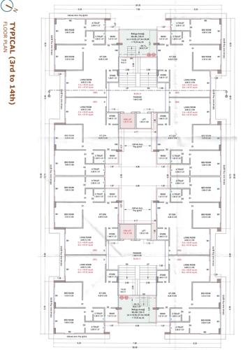  omkar-heights Block C, Block D, Block E And Block F Cluster Plan from 3rd to 14th Floor