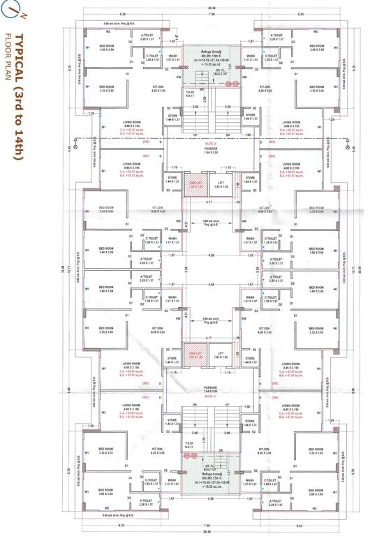 omkar heights Block C, Block D, Block E And Block F Cluster Plan from 3rd to 14th Floor