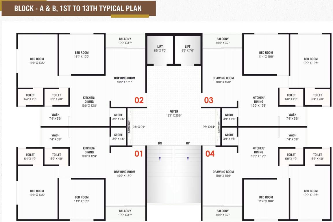  ananta sky Block A And Block B Cluster Plan from 1st to 13th Floor
