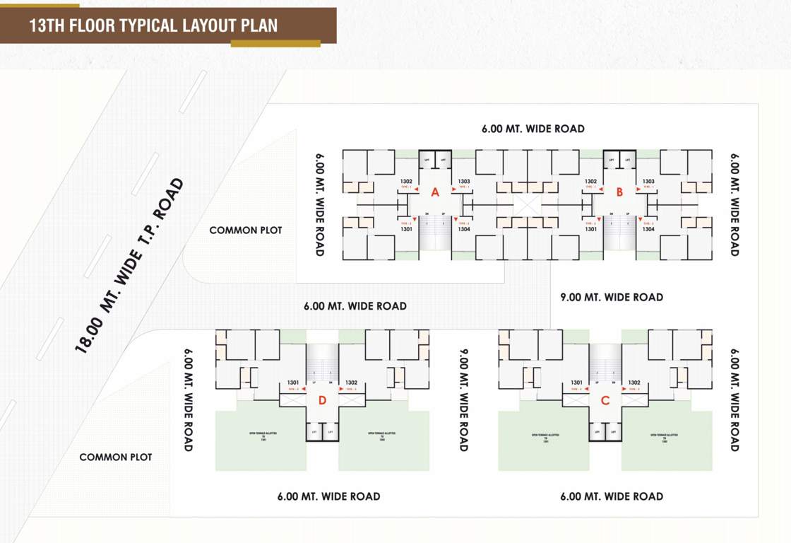  ananta sky Block A, Block B, Block C And Block D  Cluster Plan for 13th Floor