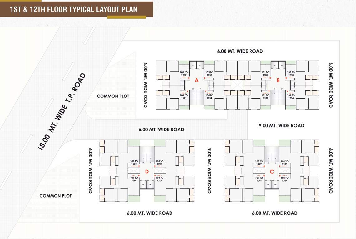  ananta sky Block A, Block B, Block C And Block D Cluster Plan from 1st to 12th Floor