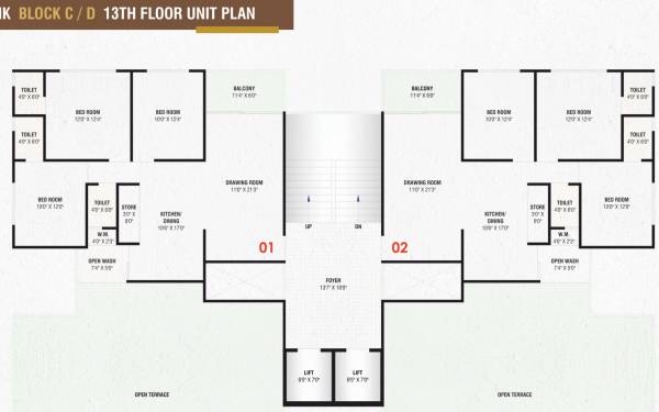  ananta-sky Block C And Block D Cluster Plan for 13th Floor