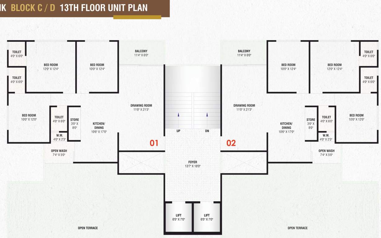  ananta sky Block C And Block D Cluster Plan for 13th Floor