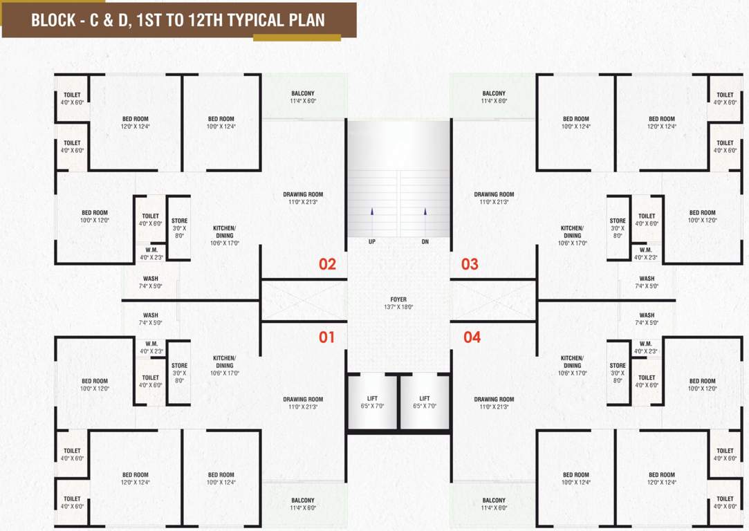  ananta sky Block C And Block D  Cluster Plan from 1st to 12th Floor