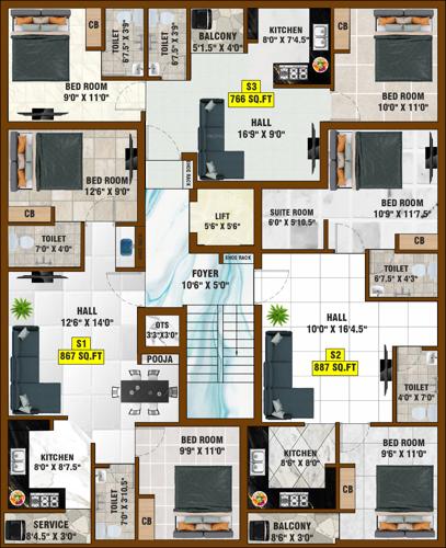  sai-sparkle-apartment Sai Sparkle Apartment Cluster Plan for 2nd Floor