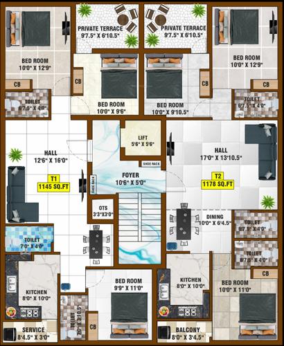 sai-sparkle-apartment Sai Sparkle Apartment Cluster Plan for 3rd Floor