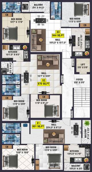  sai-deccan Sai Deccan Cluster Plan For 2nd Floor