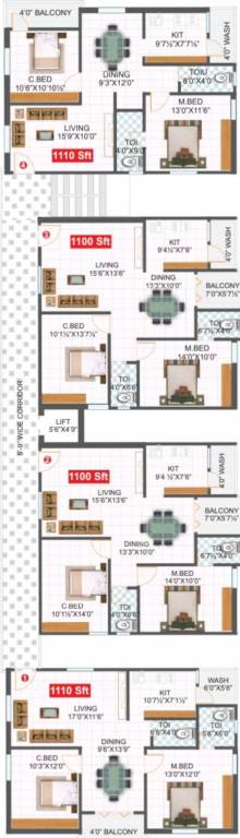  ridge Block A Cluster Plan For Typical Floor