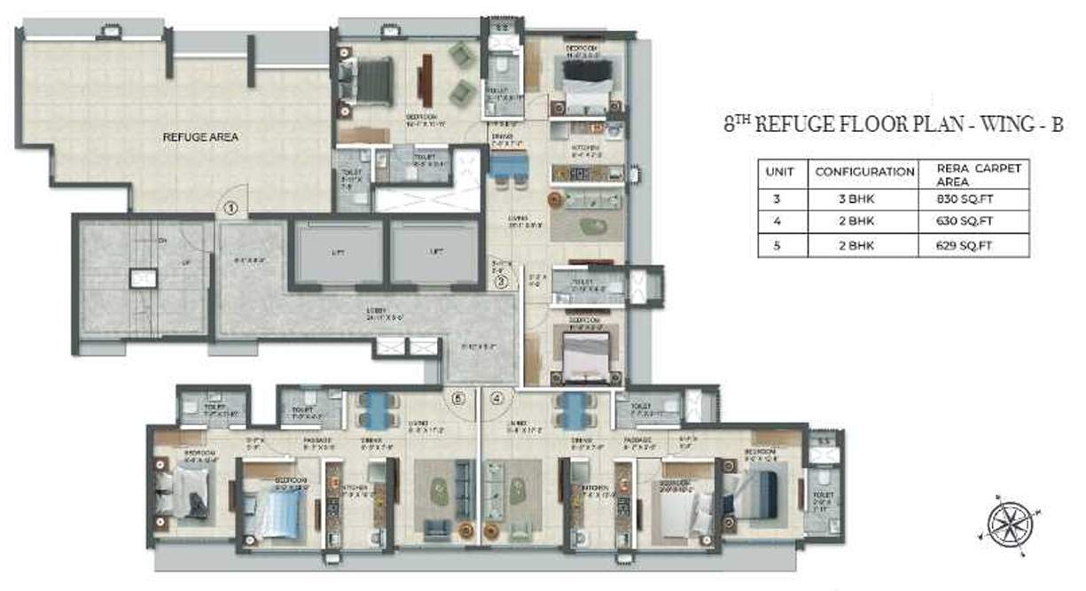  prime Wing B Cluster Plan for 8th Floor