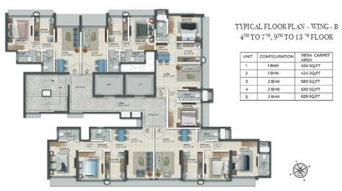 Wing B Cluster Plan from 4th to 7th & 9th to 13th Floor prime Wing B Cluster Plan from 4th to 7th & 9th to 13th Floor