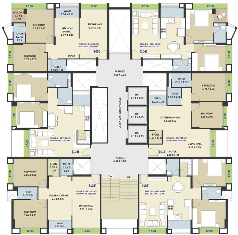  aroma heights Block B Cluster Plan from 1st to 14th Floor