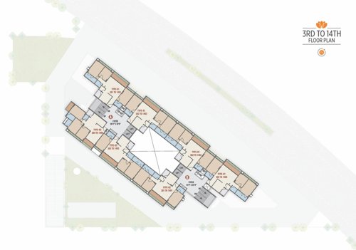  sriprad-aayansh Block A And B Cluster Plan from 3rd to 14th Floor