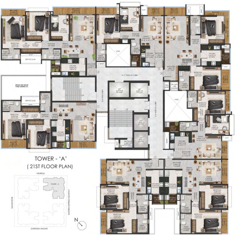  the views by adani realty Tower A Cluster Plan for 21th Floor
