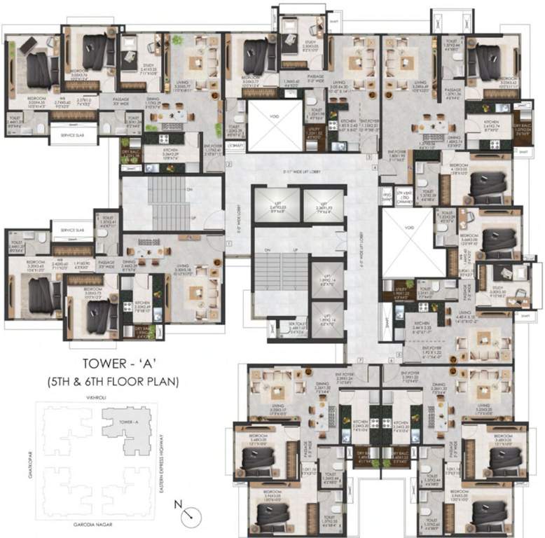  the views by adani realty Tower A Cluster Plan from 5th to 6th Floor