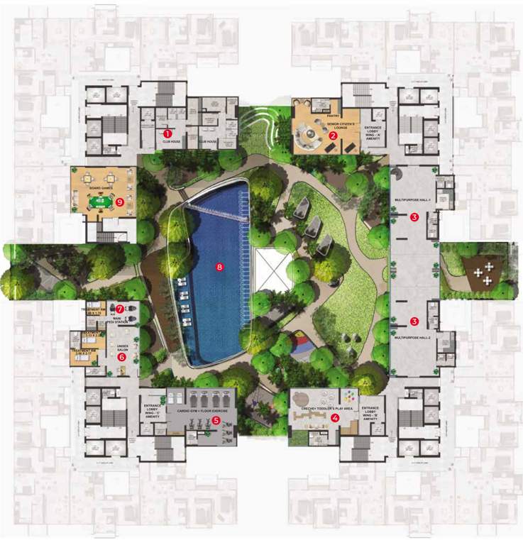  the views by adani realty Tower A, Tower B, Tower C, Tower D Podium 1st Cluster Plan