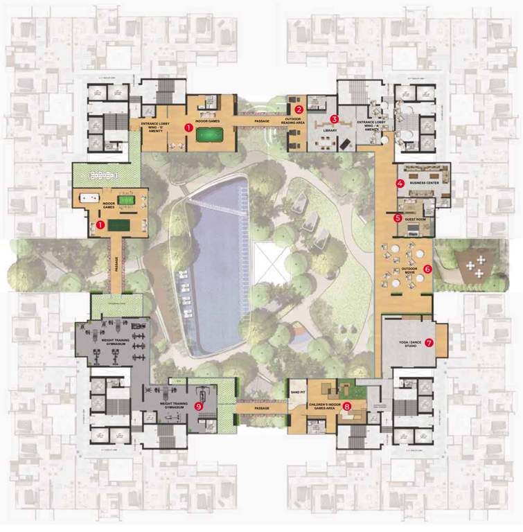 the views by adani realty Tower A, Tower B, Tower C, Tower D Podium 2nd Cluster Plan
