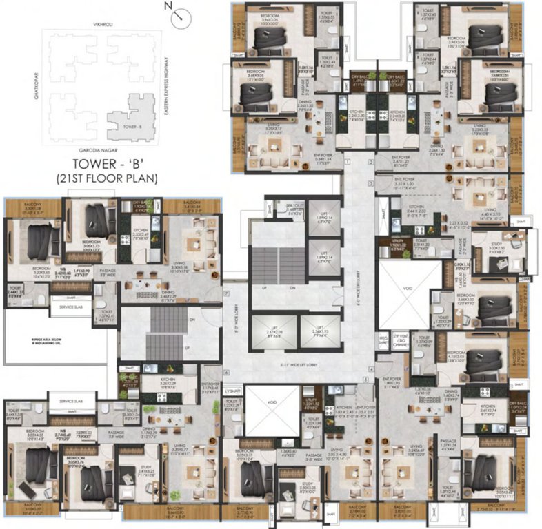  the views by adani realty Tower B Cluster Plan for 21th Floor