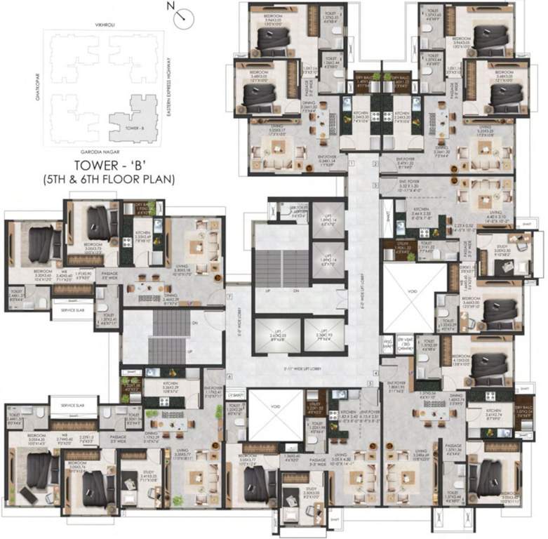  the views by adani realty Tower B Cluster Plan from 5th to 6th Floor