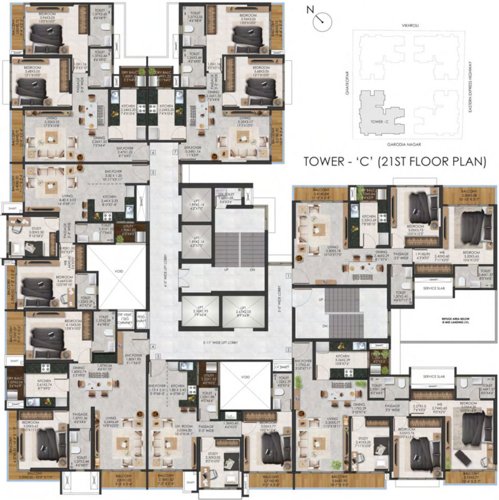  the-views-by-adani-realty Tower C Cluster Plan for 21th Floor