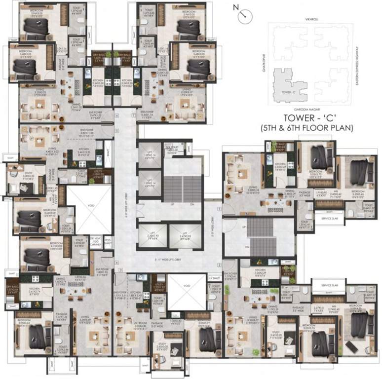  the views by adani realty Tower C Cluster Plan from 5th to 6th Floor