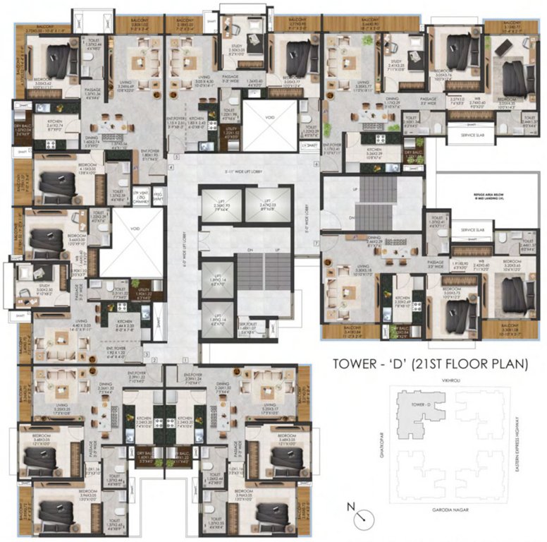  the views by adani realty Tower D Cluster Plan for 21th Floor