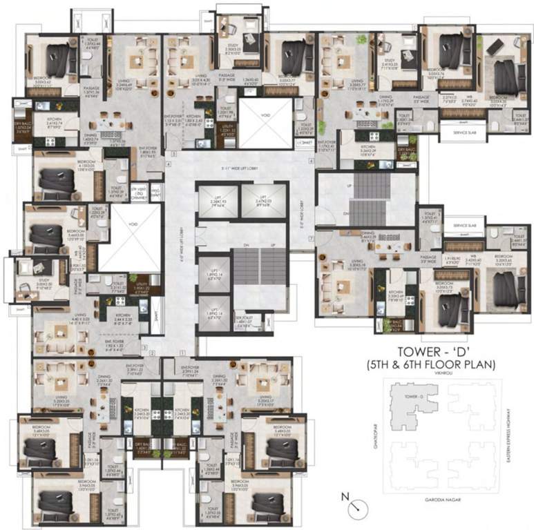  the views by adani realty Tower D Cluster Plan from 5th to 6th Floor