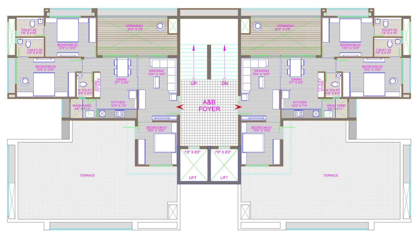  shagun saral 207 Block A & B Cluster Plan for 13th Floor
