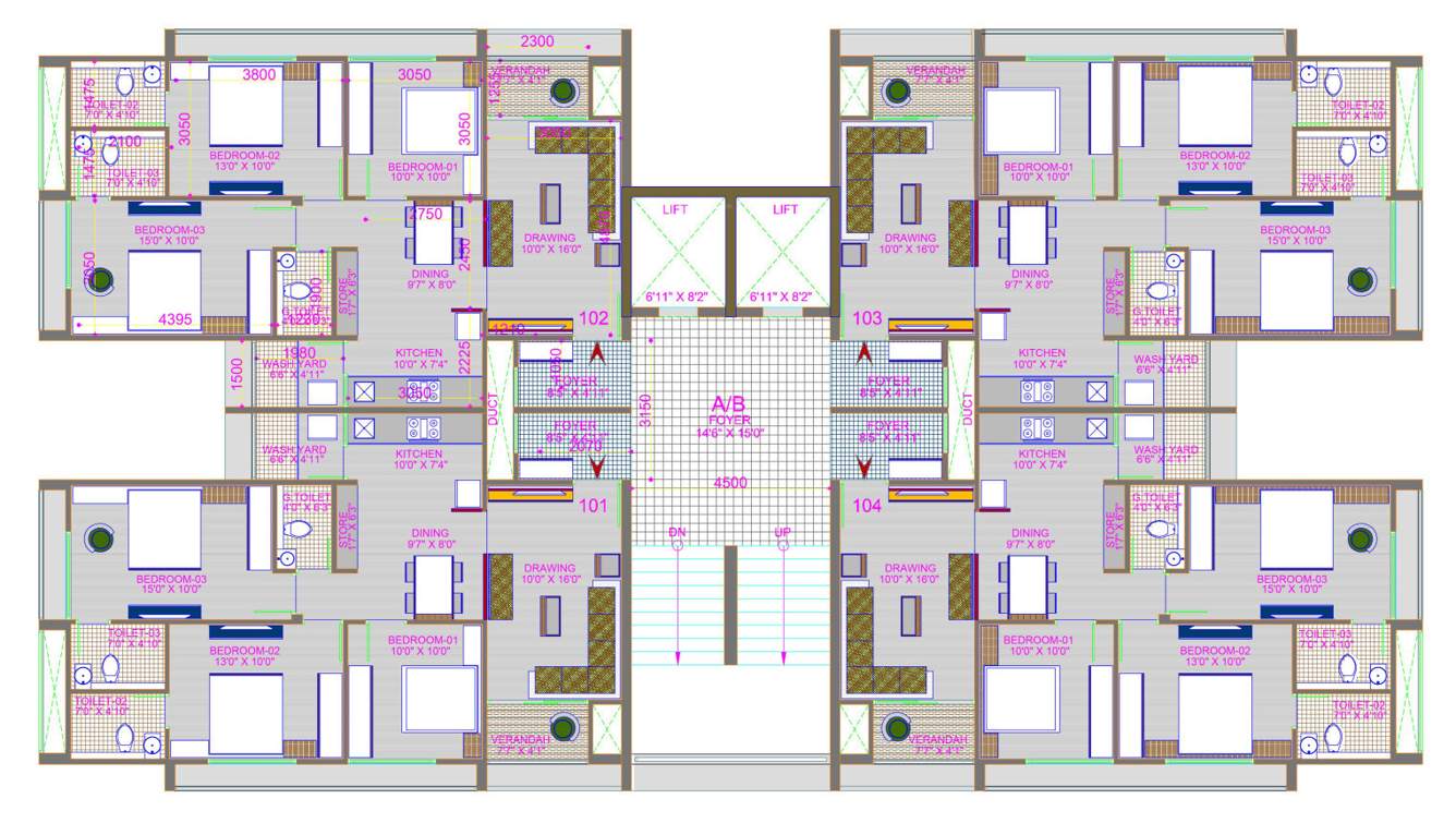  shagun saral 207 Block A & B Cluster Plan from 1st to 12th Floor