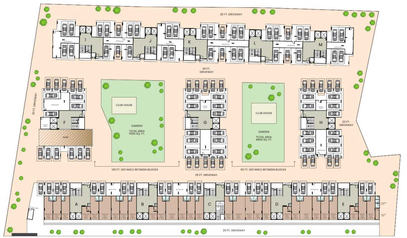  aarambh vistara Block A,B,C,D,E,F,G,H,I,J,K,L,M Cluster Plan For Ground Floor