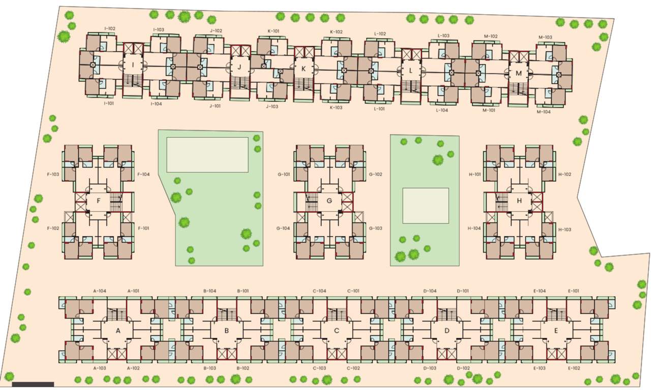  aarambh vistara Block A,B,C,D,E,F,G,H,I,J,K,L,M Cluster Plan For Typical Floor