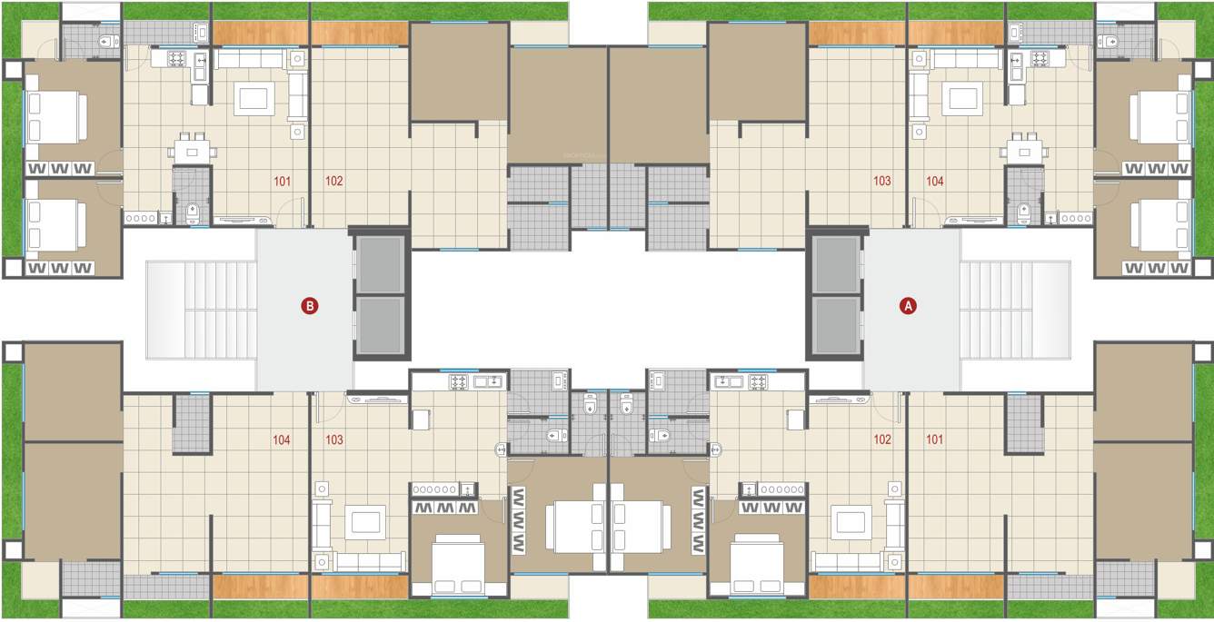  gokul homes A, B Typical Cluster Plan